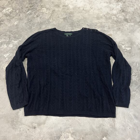 Polo Ralph Lauren Blue 85% Silk 15% Cashmere Cable Knit Sweater Size 2X - Picture 1 of 6